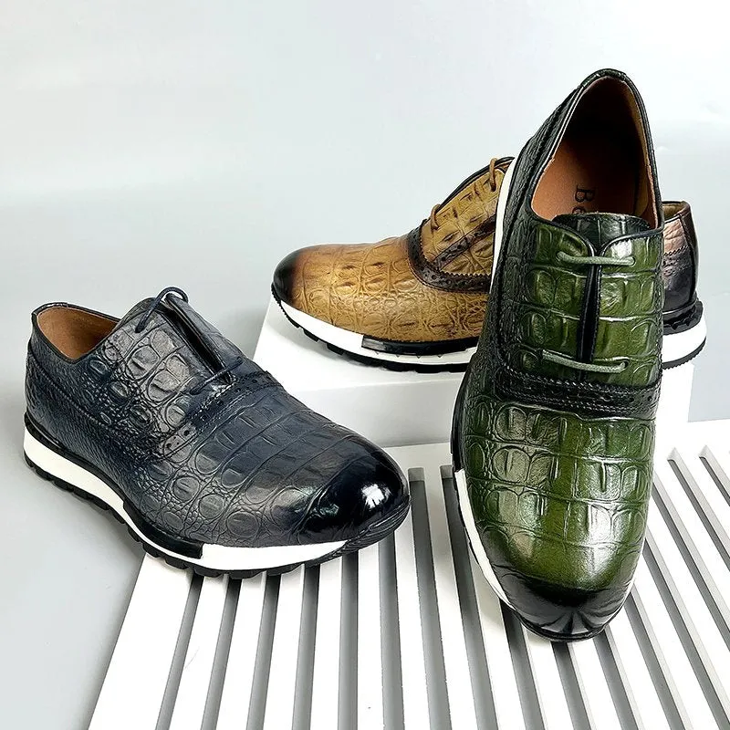 Mixed-Colors Crocodile Leather Shoes