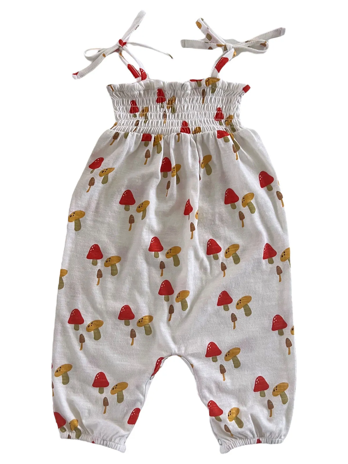 Mushroom / Organic Smocked Jumpsuit