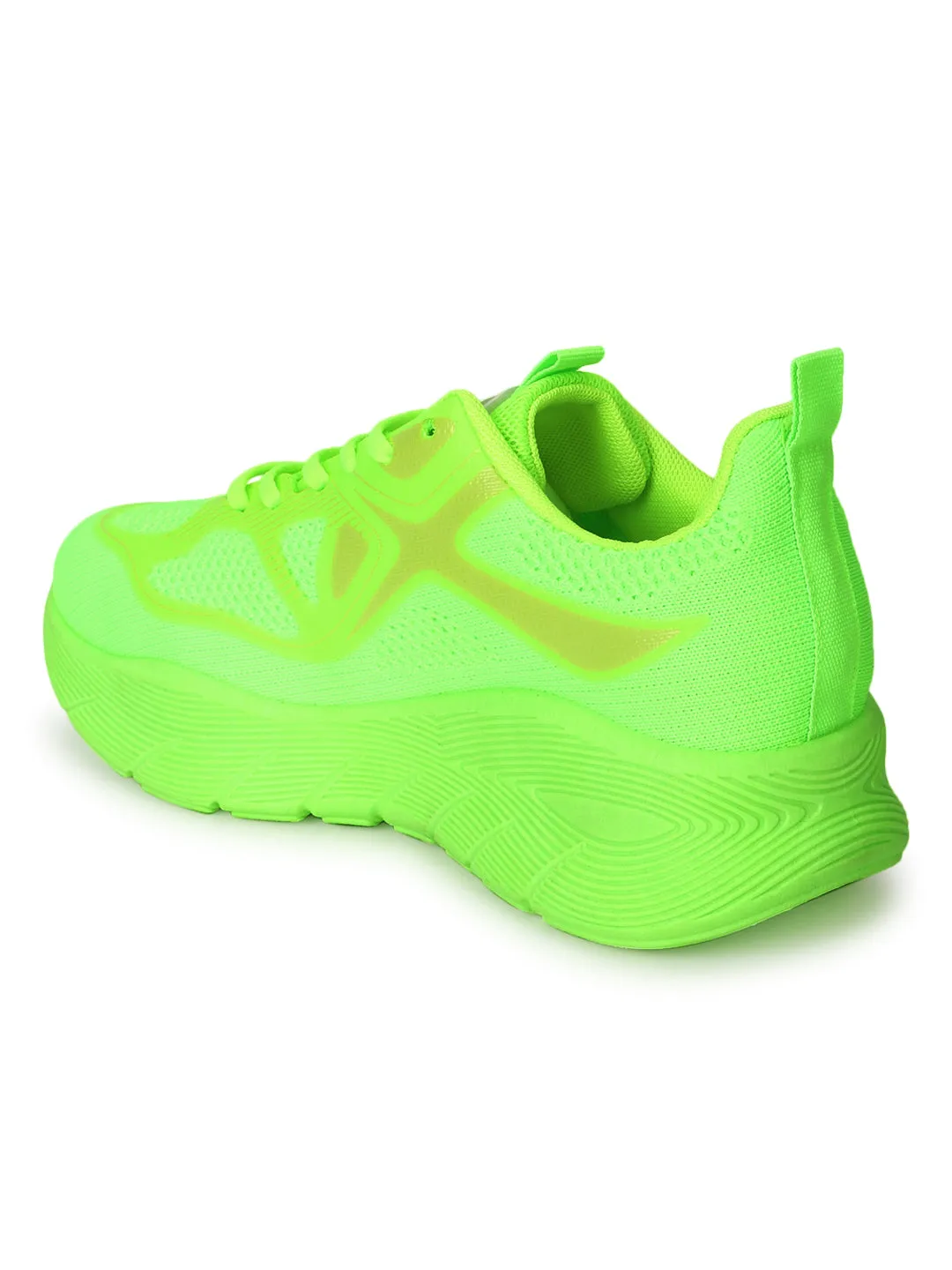 Neon Green Mesh Lace-Up Sneakers (TC-RS3613-NEONGRN)