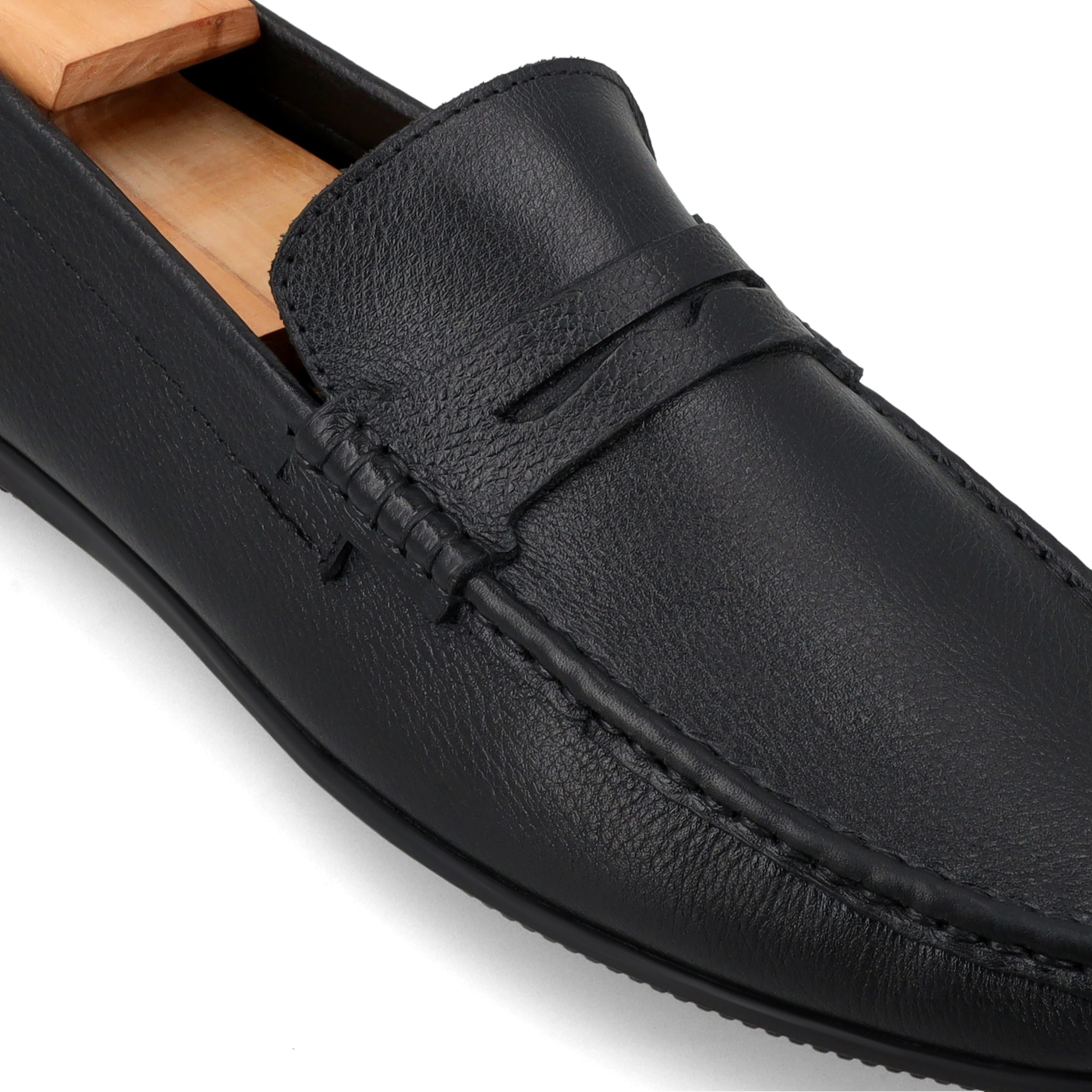 Penny Strapped Moccasins-Black