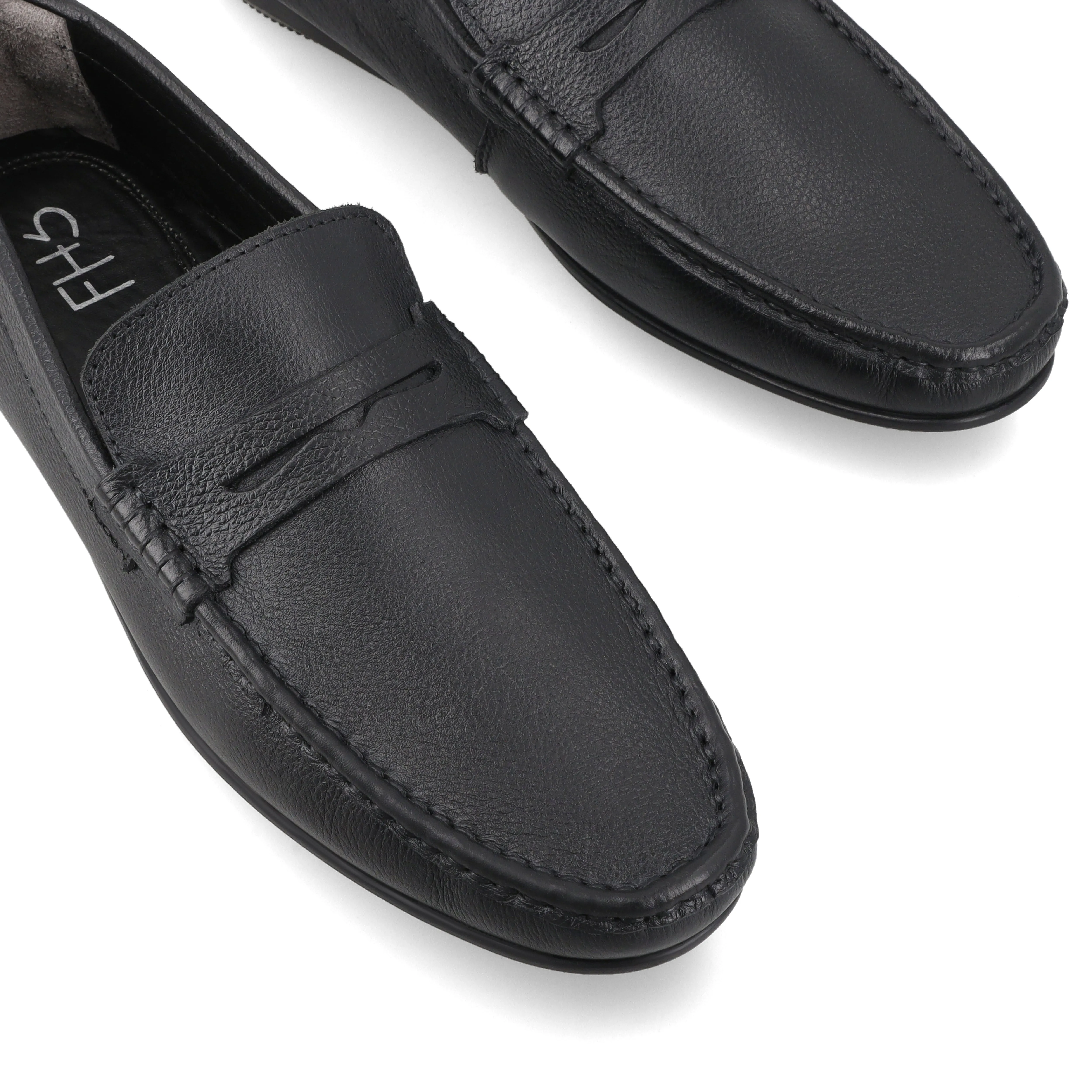 Penny Strapped Moccasins-Black