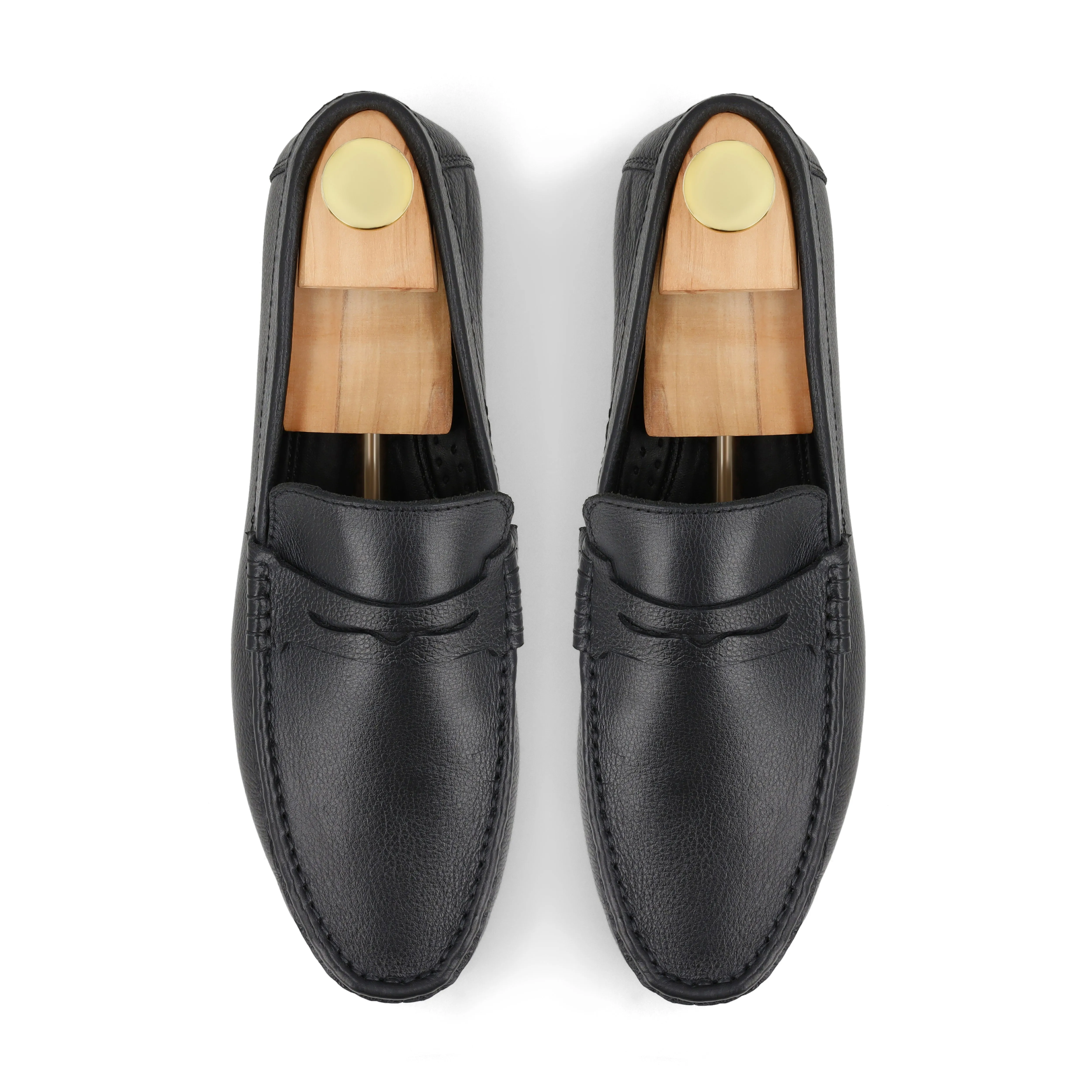 Penny Strapped Moccasins-Black