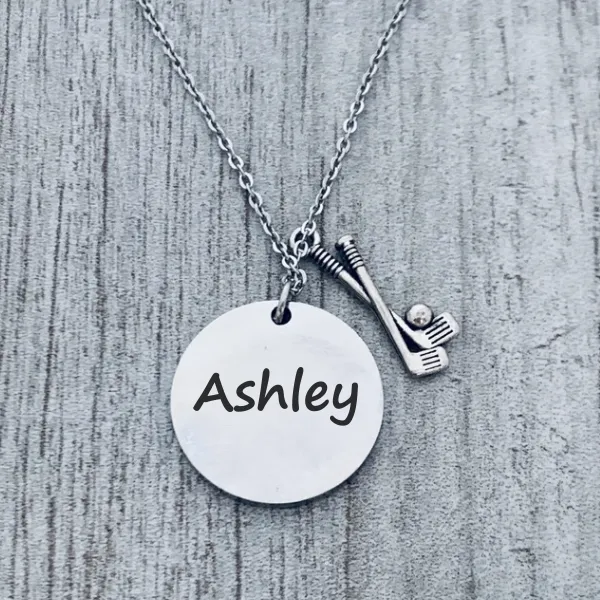 Personalized Engraved Golf Necklace