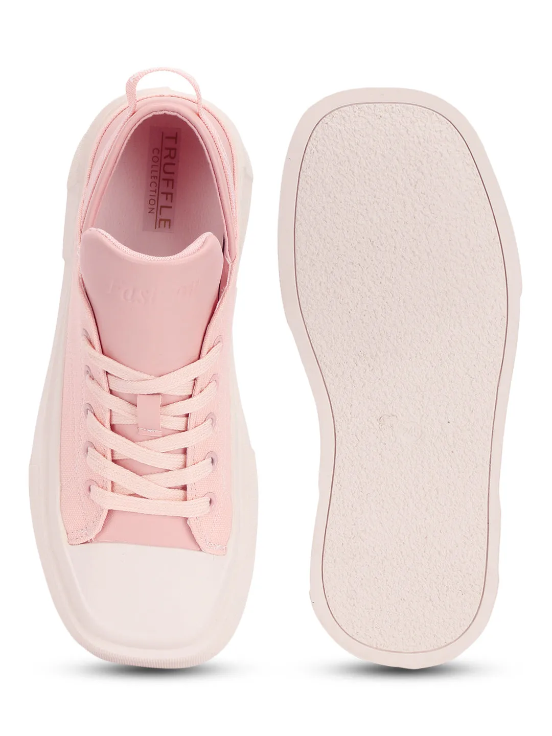 Pink Canvas Stylish Lace-Up Sneakers (TC-RS3700-PNK)