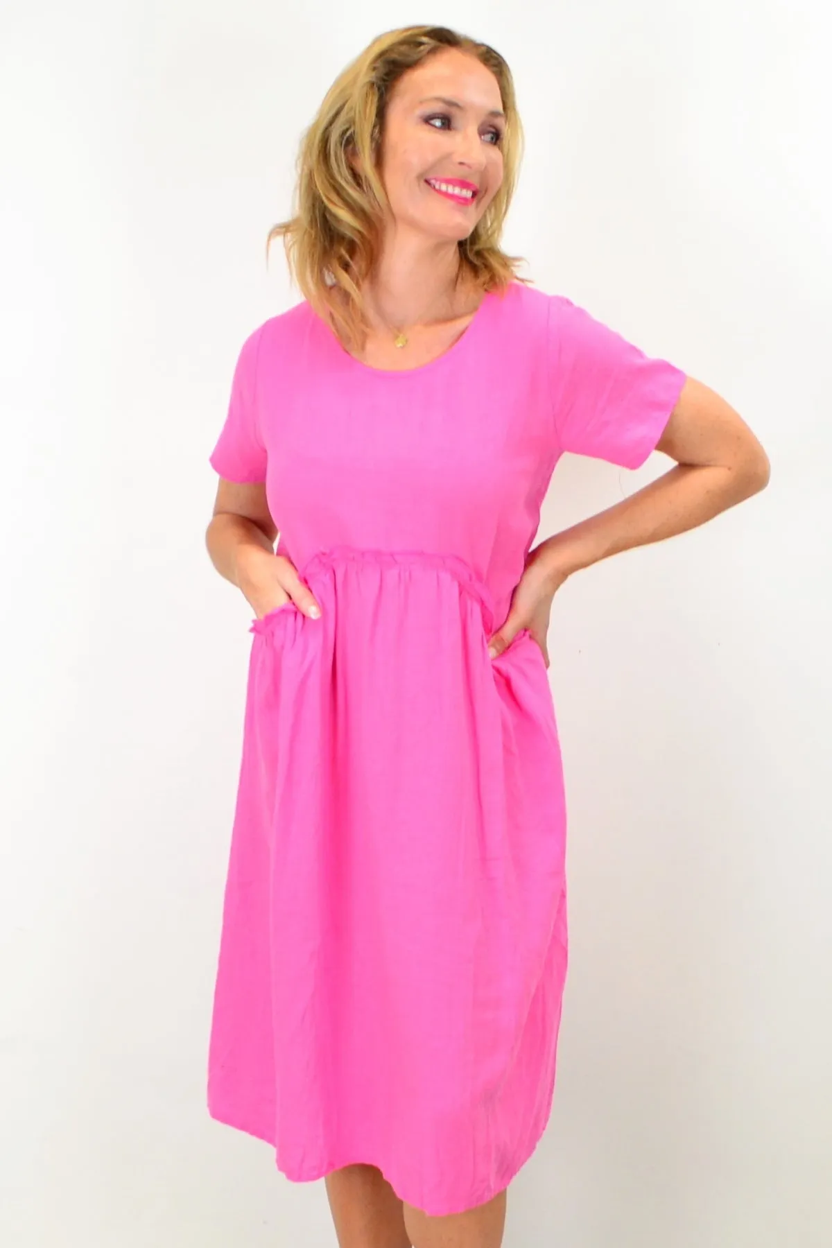 Pink Linen Sunday Best Tunic Dress