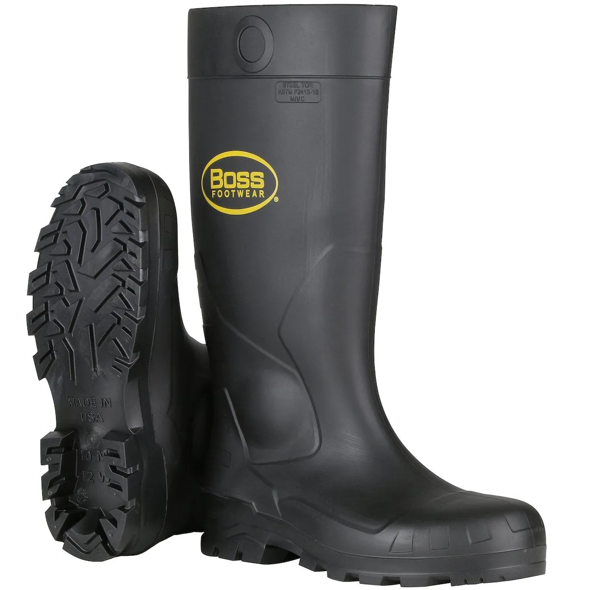 PIP Boss Footwear 16" Black PVC Plain Toe Boot