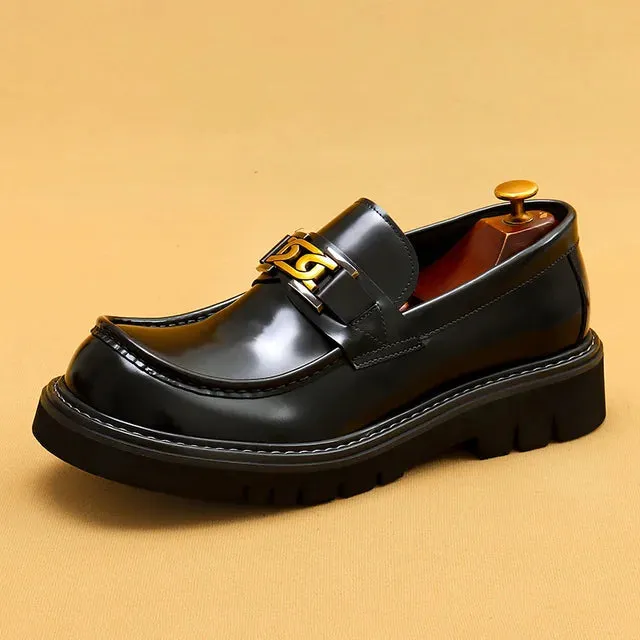 Platform Thick-Soled Slip-On Dress Shoes