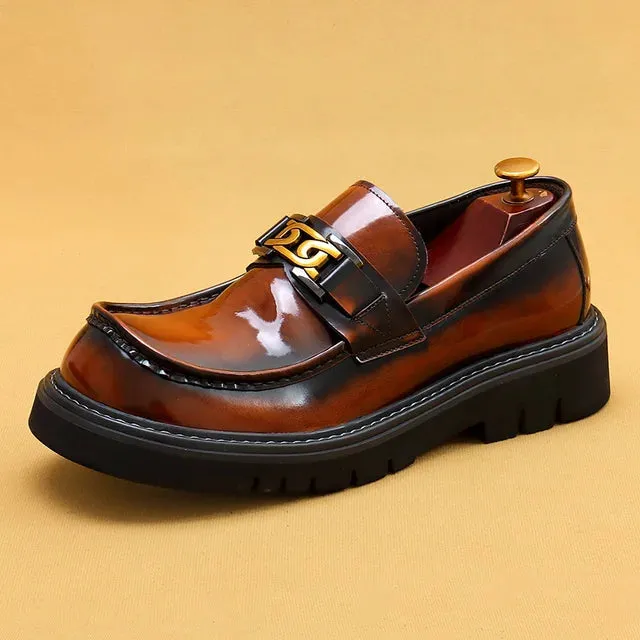 Platform Thick-Soled Slip-On Dress Shoes