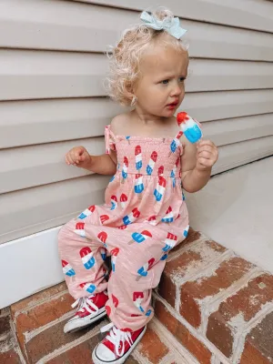 Popsicle Pink / Organic Smocked Jumpsuit