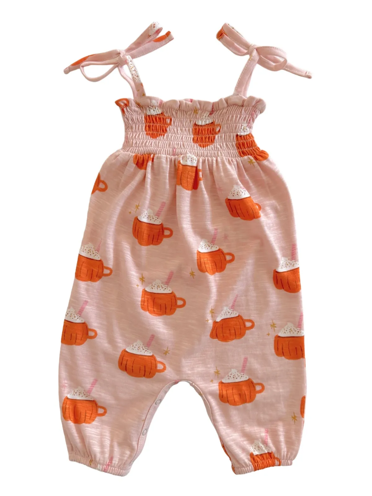 Pumpkin Mug Pink / Organic Smocked Jumpsuit