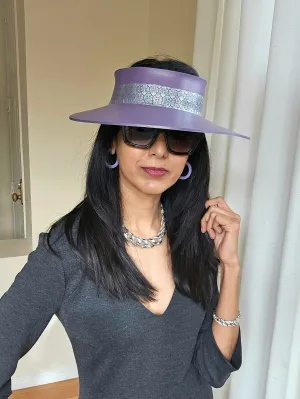 Purple LadyEVA Visor Hat with Silver Geometric Band