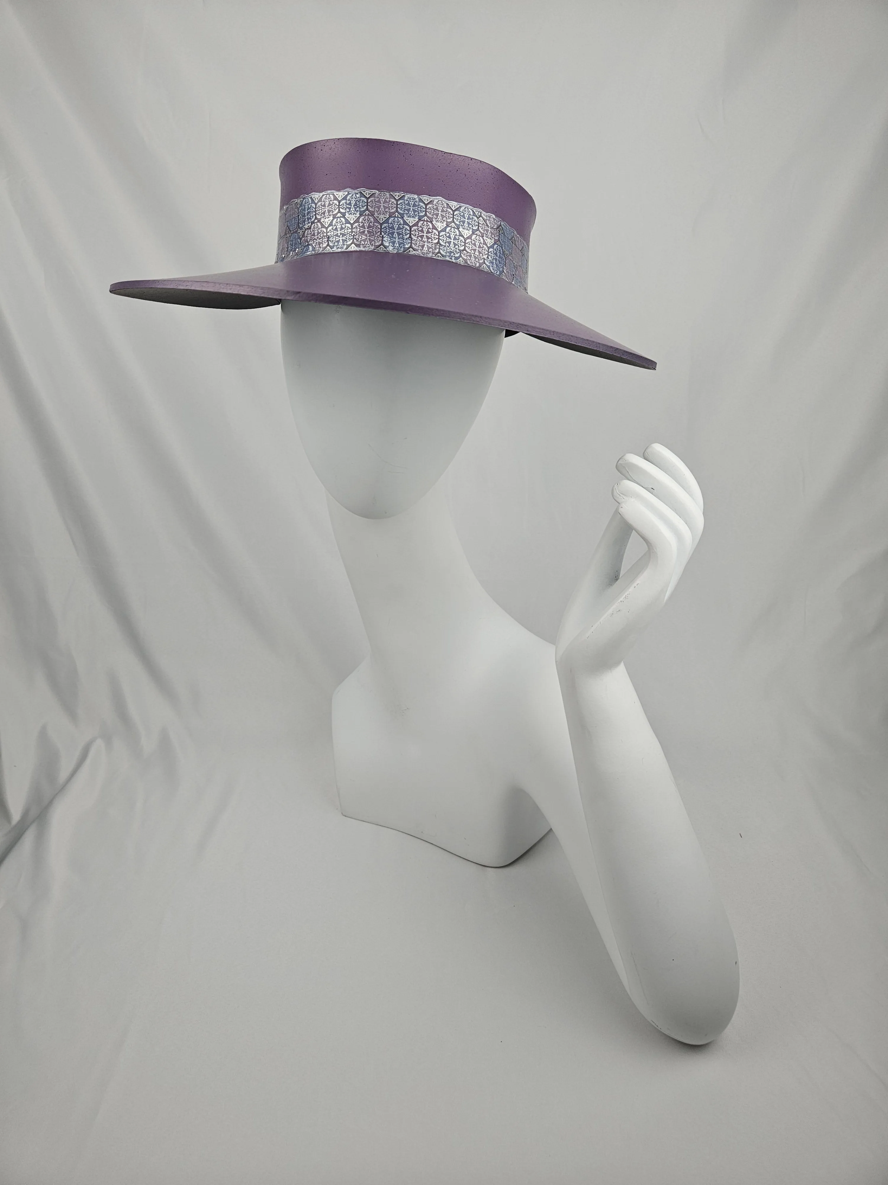 Purple LadyEVA Visor Hat with Silver Geometric Band