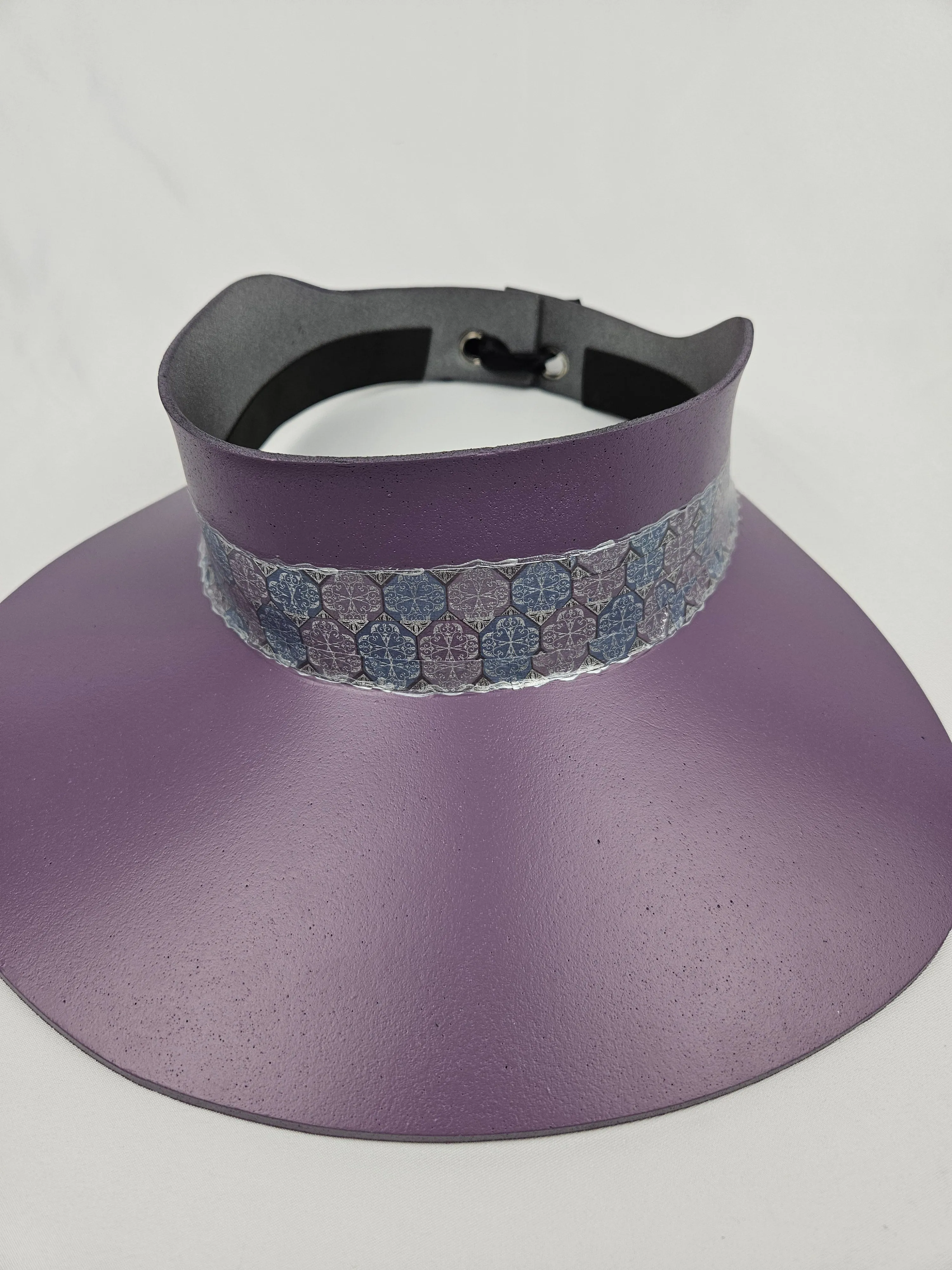 Purple LadyEVA Visor Hat with Silver Geometric Band