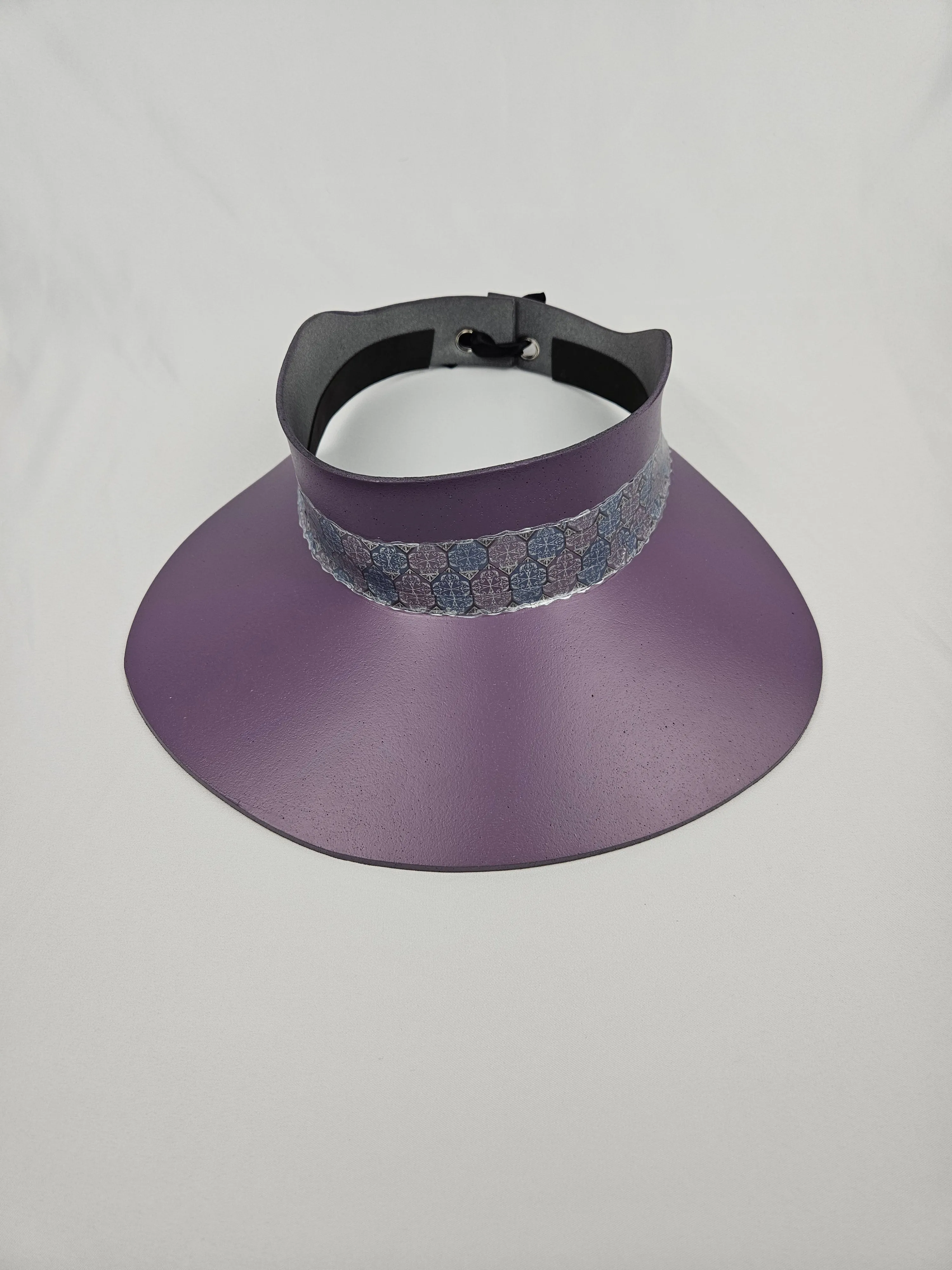 Purple LadyEVA Visor Hat with Silver Geometric Band