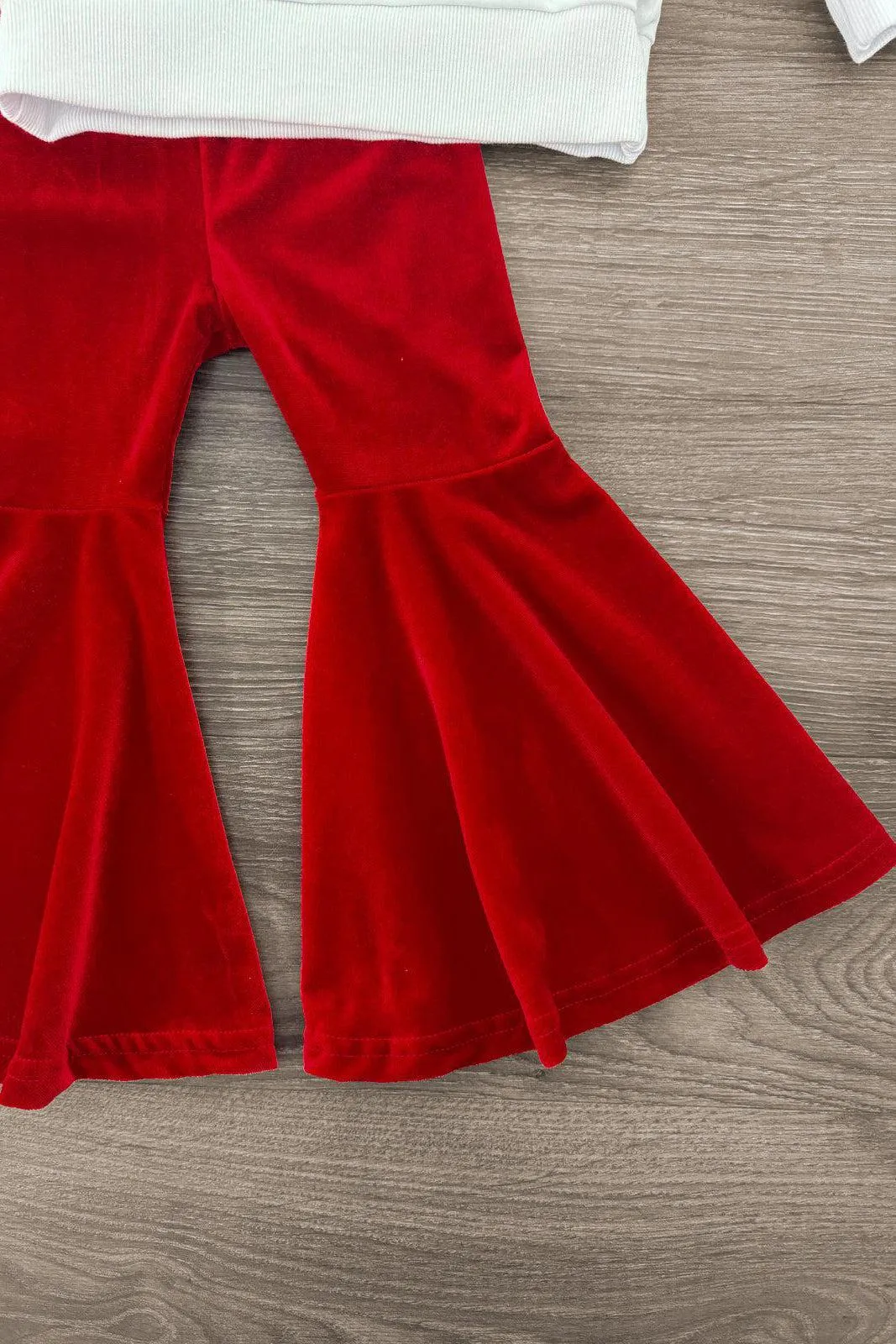 "Merry" Red Velvet Bell Bottom Set