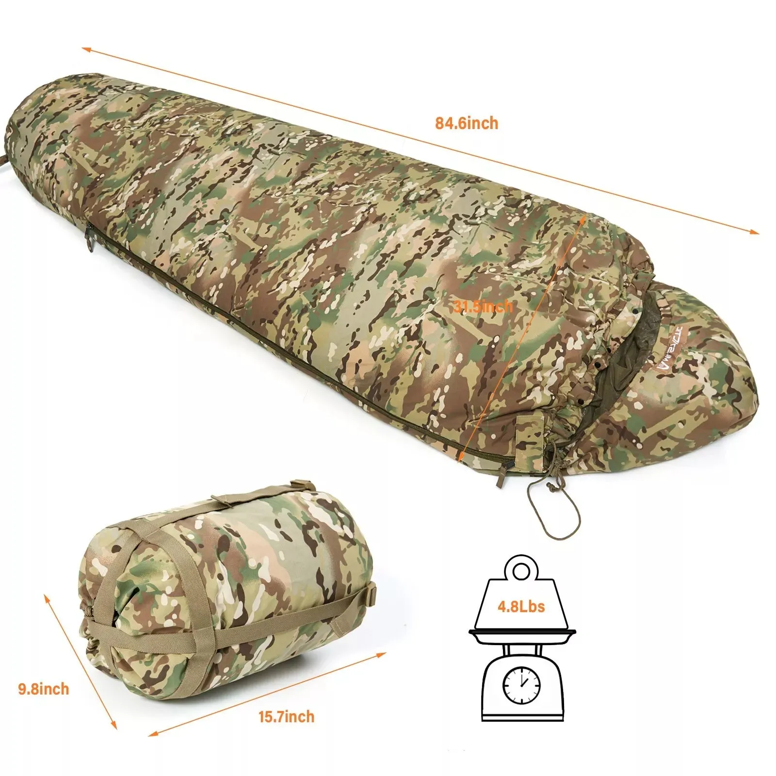 RECON GS2U 10℃~-20℃ Modular Rifleman sleeping bag with mosquito net & water repellent outer layer.