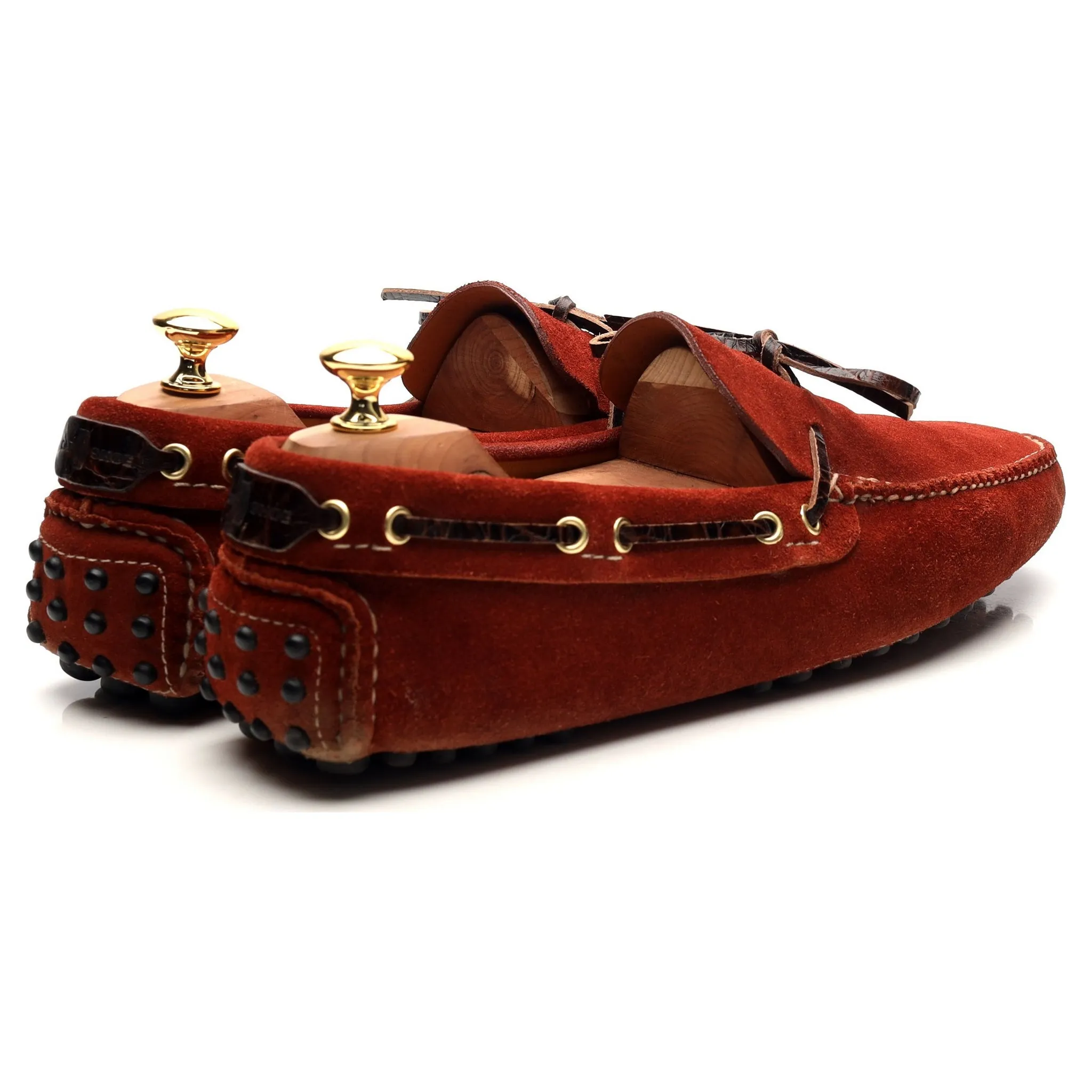 Red Suede Driving Loafers UK 10