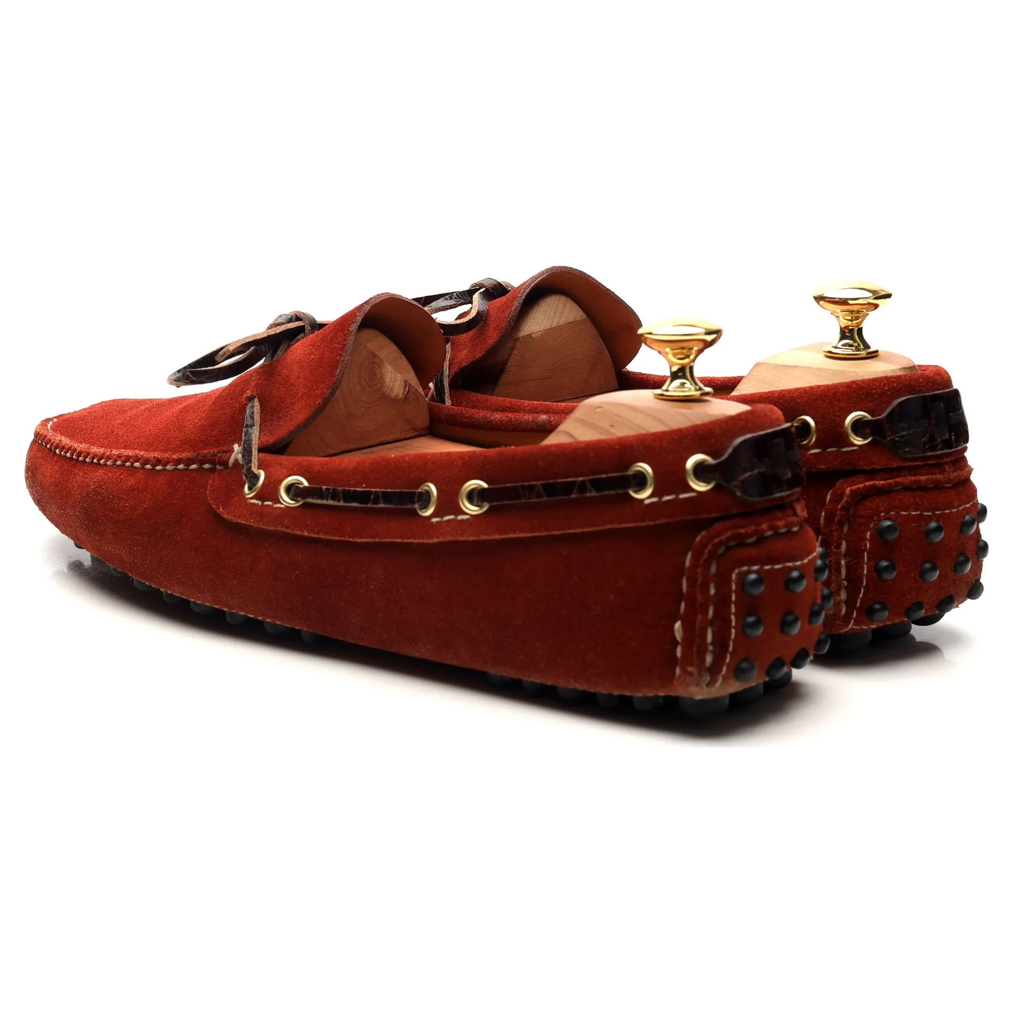 Red Suede Driving Loafers UK 10