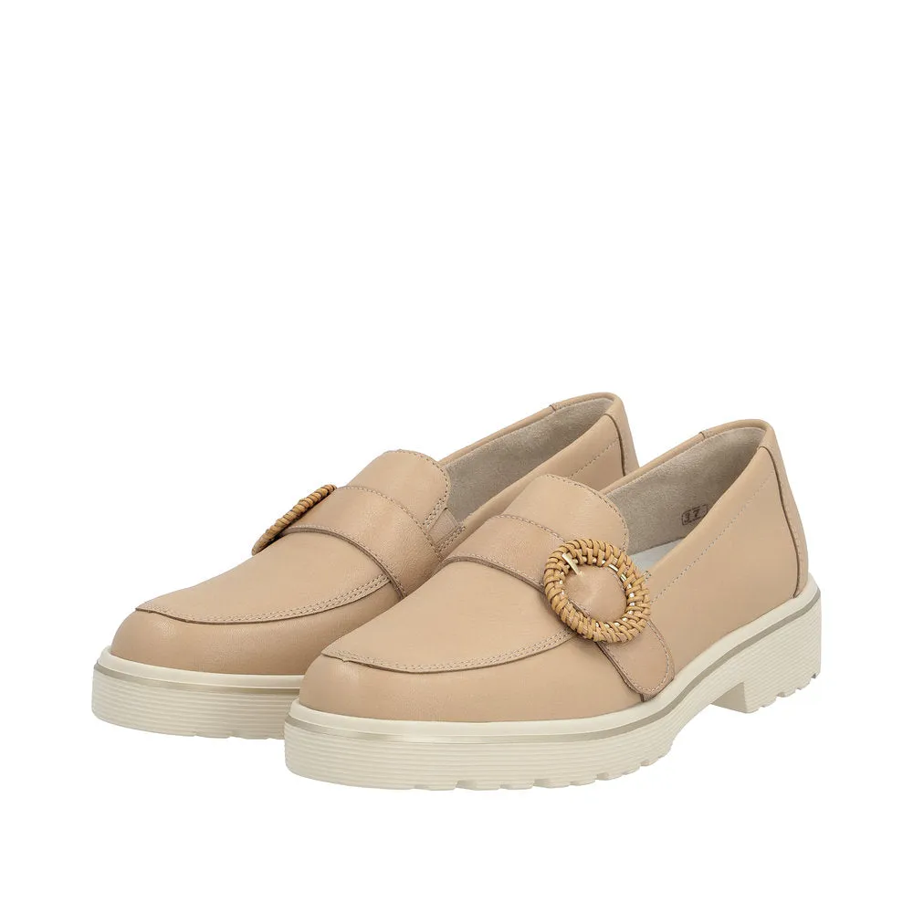 Remonte D1H00-20 Ladies Nude Leather Slip On Loafers