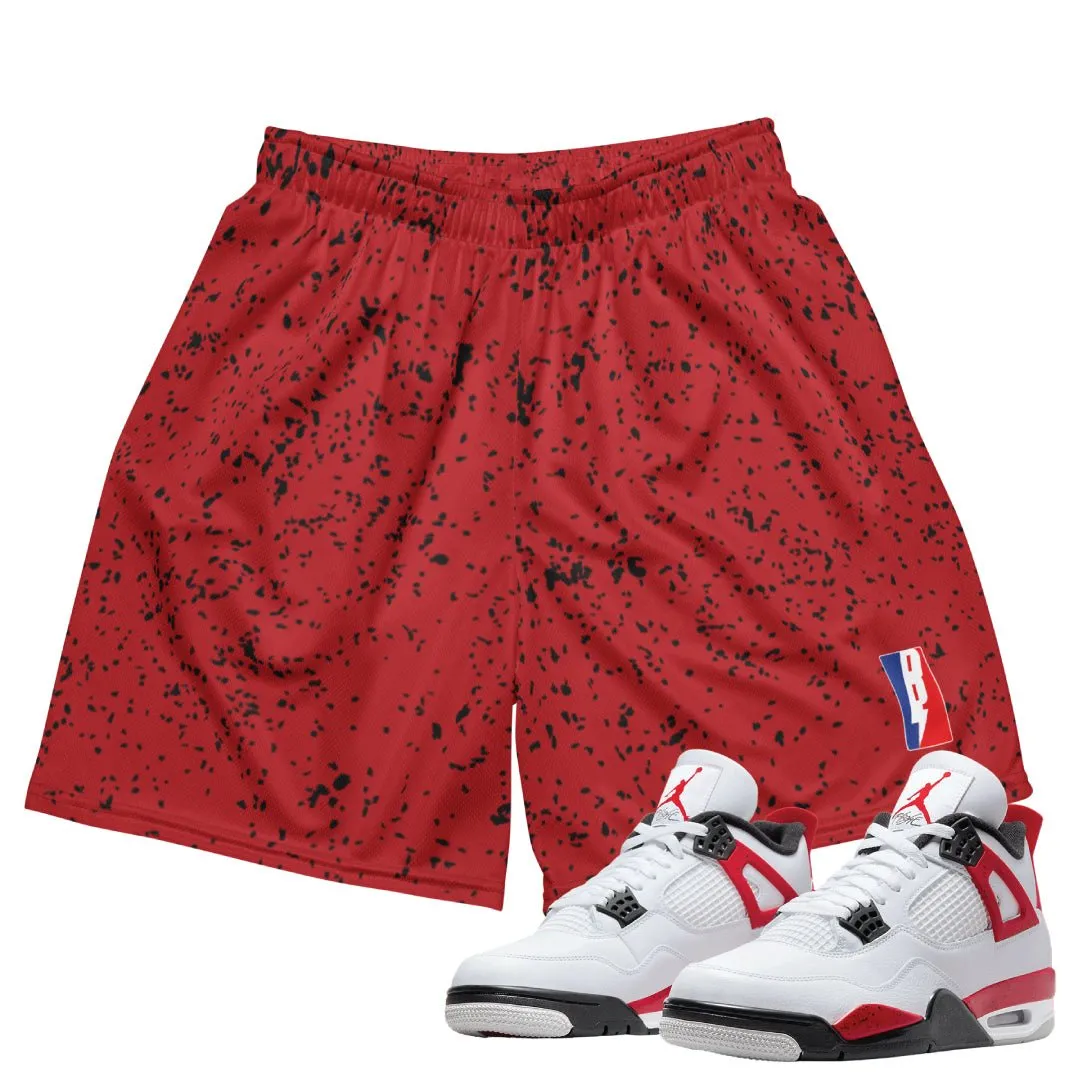 Retro 4 "Red Cement" Splatter Shorts