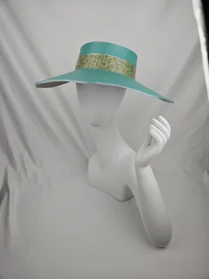 Sea Foam Green Lotus Visor Hat with Floral Band