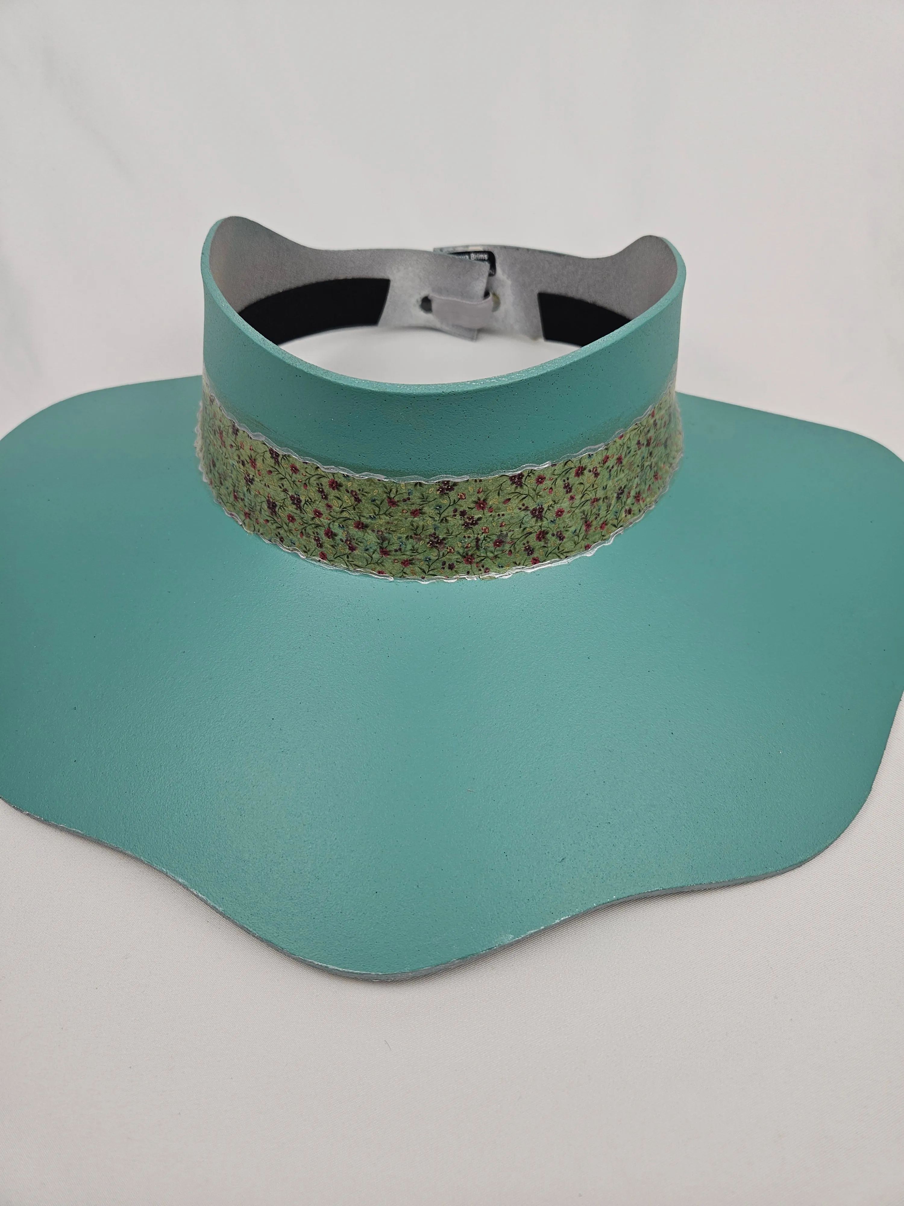 Sea Foam Green Lotus Visor Hat with Floral Band