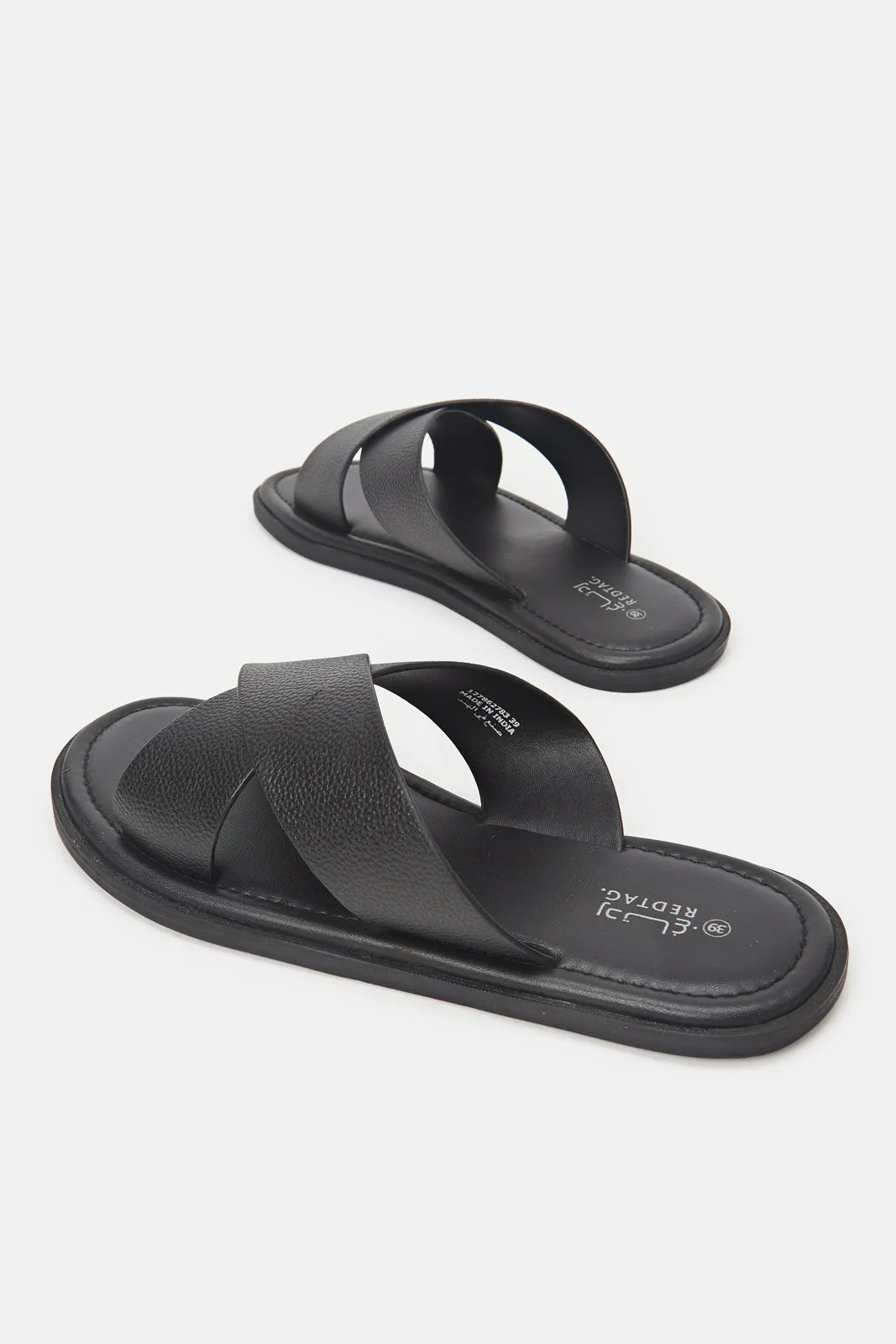 Senior Boys Black Textured Slides