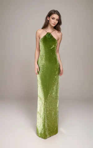 Sexy spaghetti strap tie back sequin sheath cocktail party dress