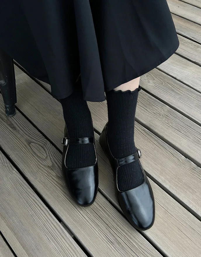 Single Buckle Black Mary Jane Shoes