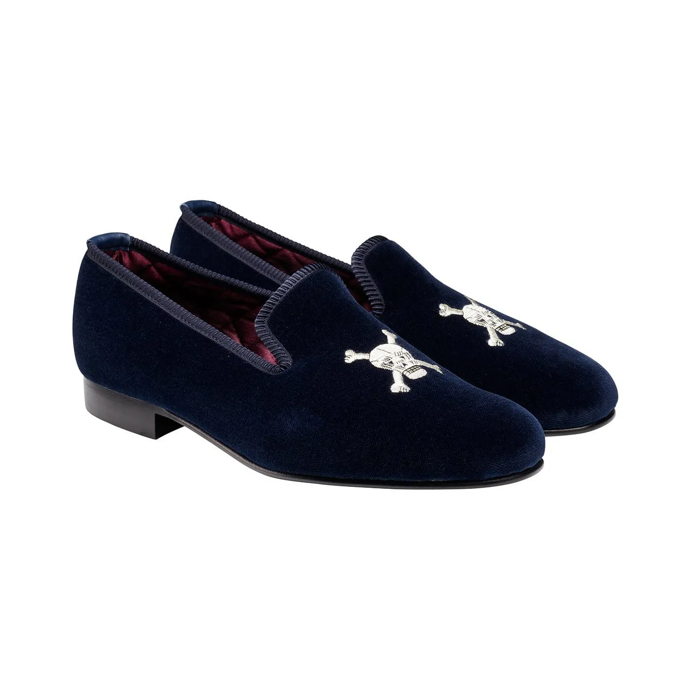 Skull & Crossbones Navy Velvet