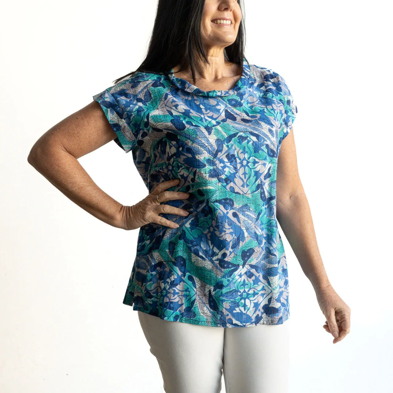 Soft Fold Neckline Top by Orientique Australia - Cayman - 32347