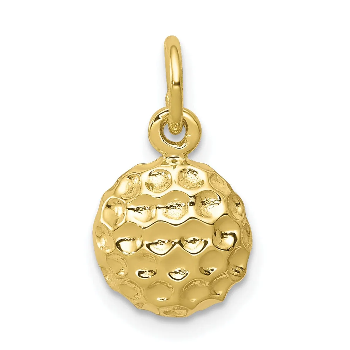 Solid 10k Yellow Gold Concave Golf Ball Pendant