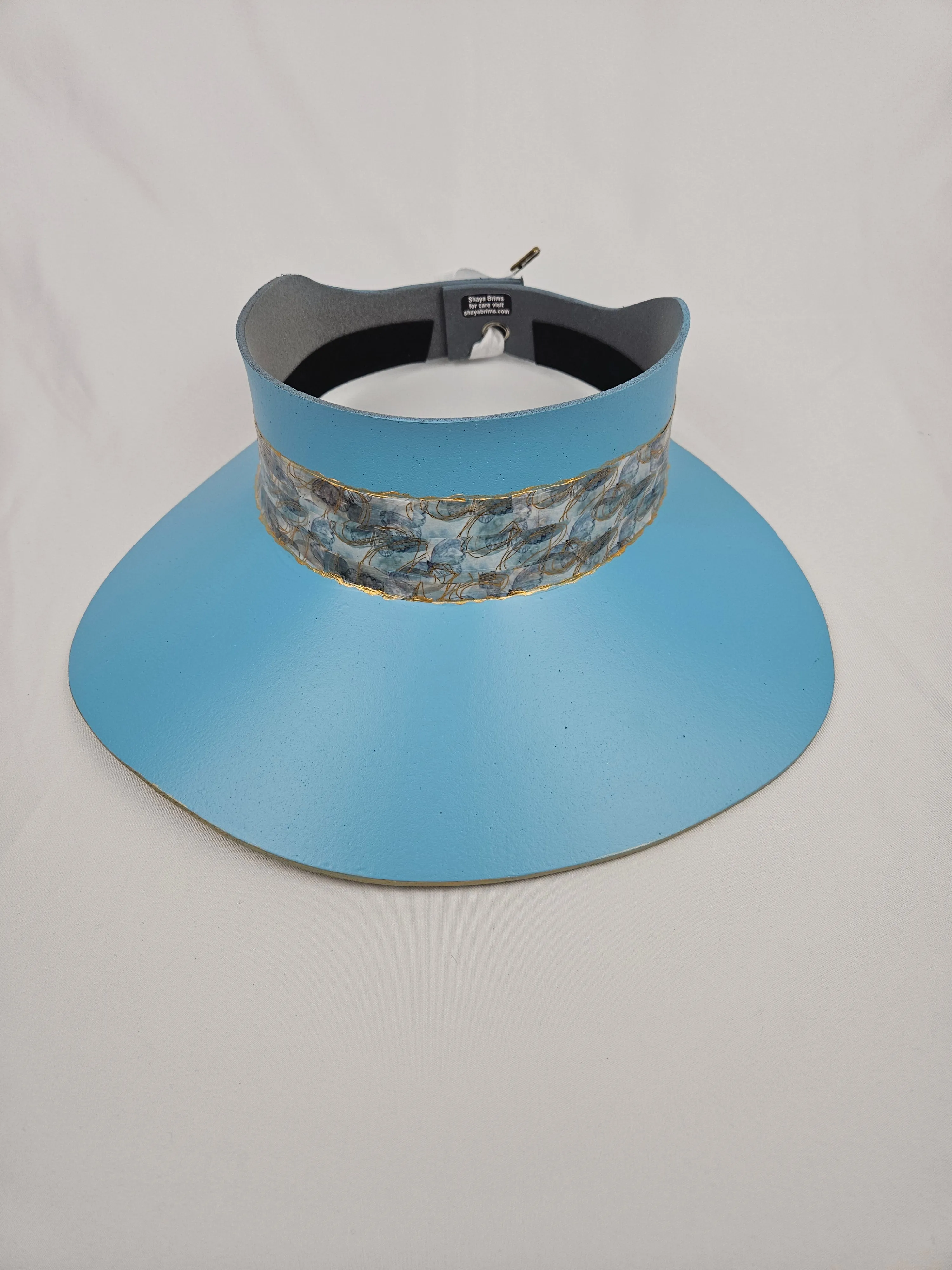 Tall Sky Blue "LadyEVA" Visor Hat with Abstract Butterfly Band