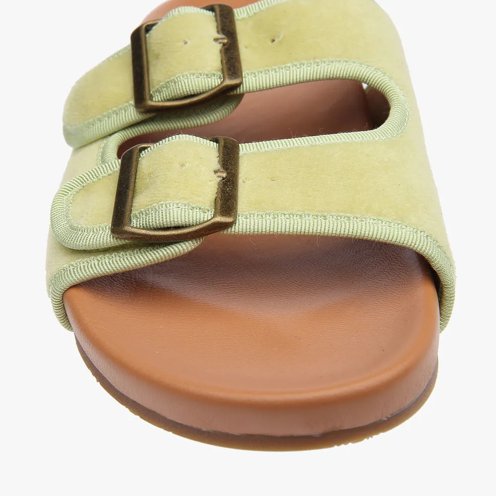 Tallulah Lime Velvet Slide