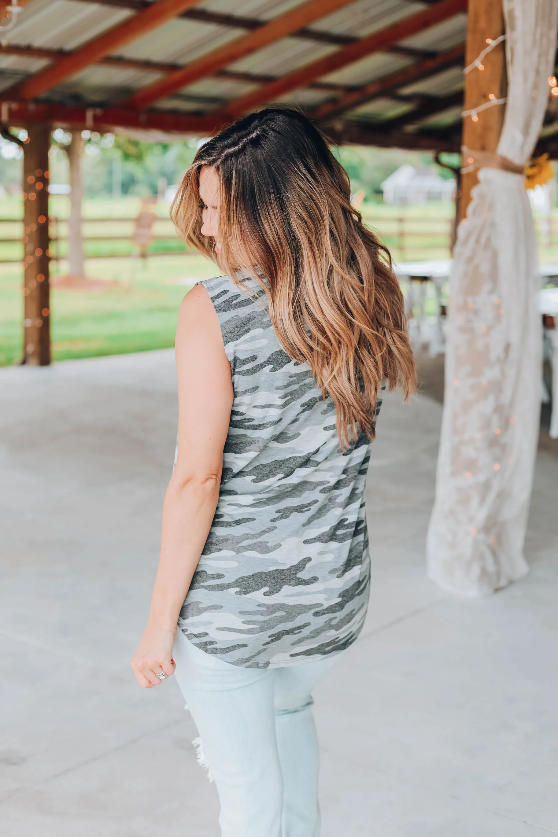 Teagan Camo Tank - Grey