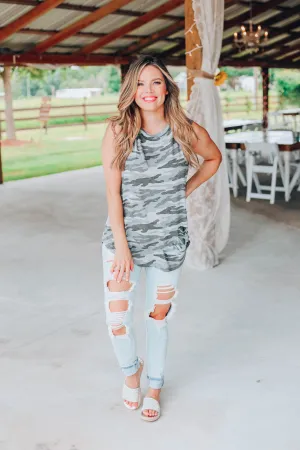 Teagan Camo Tank - Grey