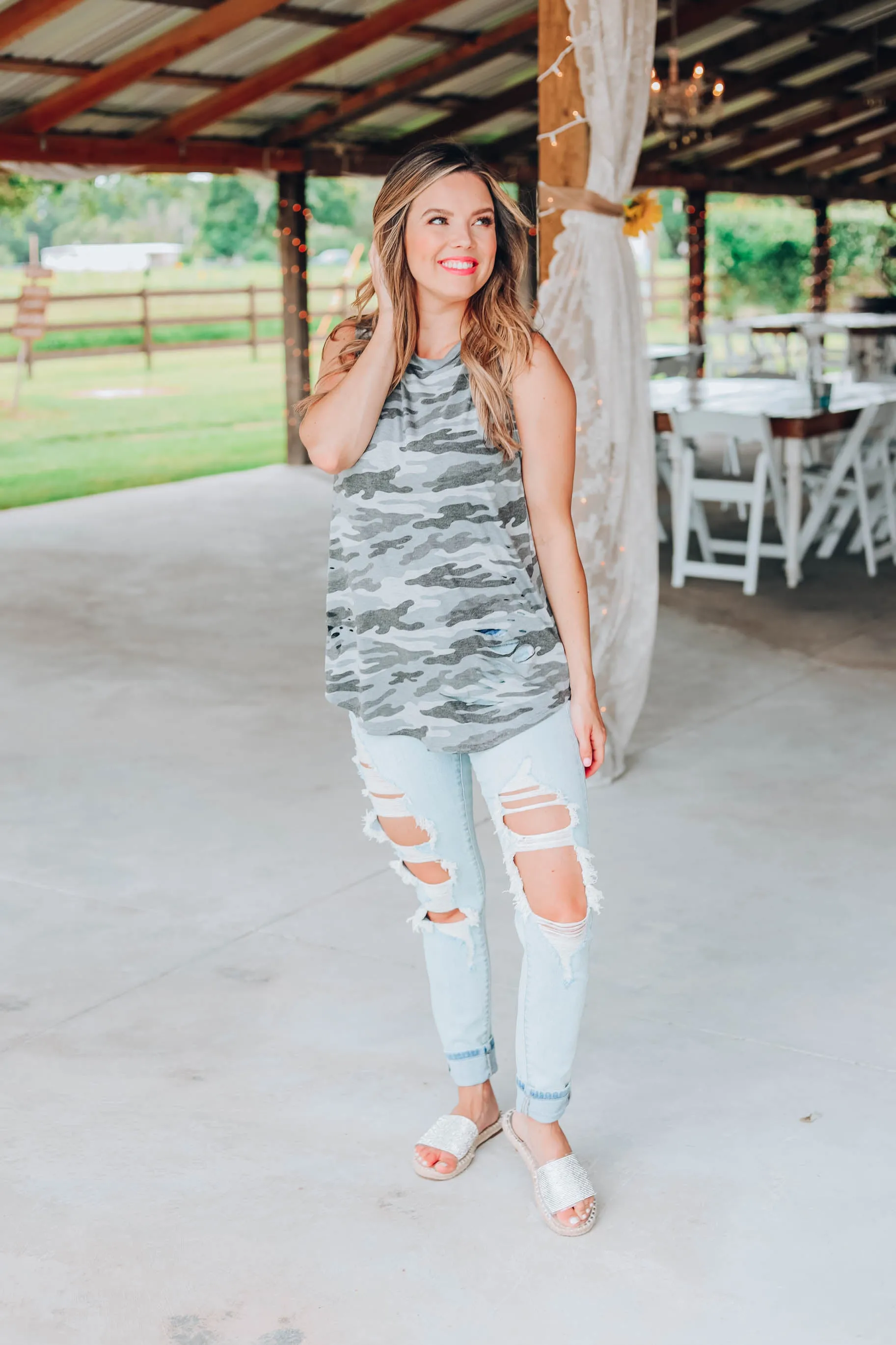 Teagan Camo Tank - Grey