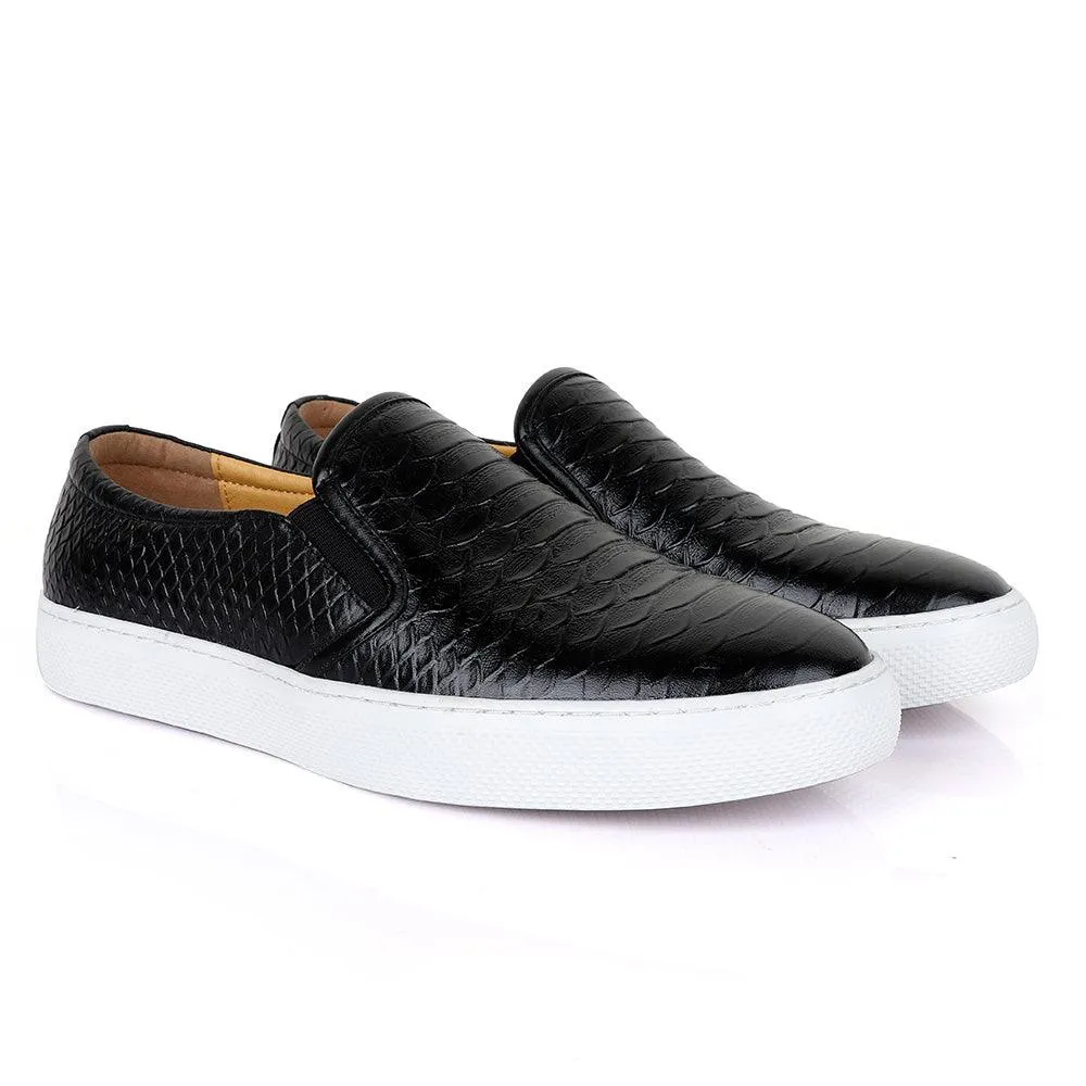 Terry Taylors Exotic Design Flat Black Sneakers Shoe