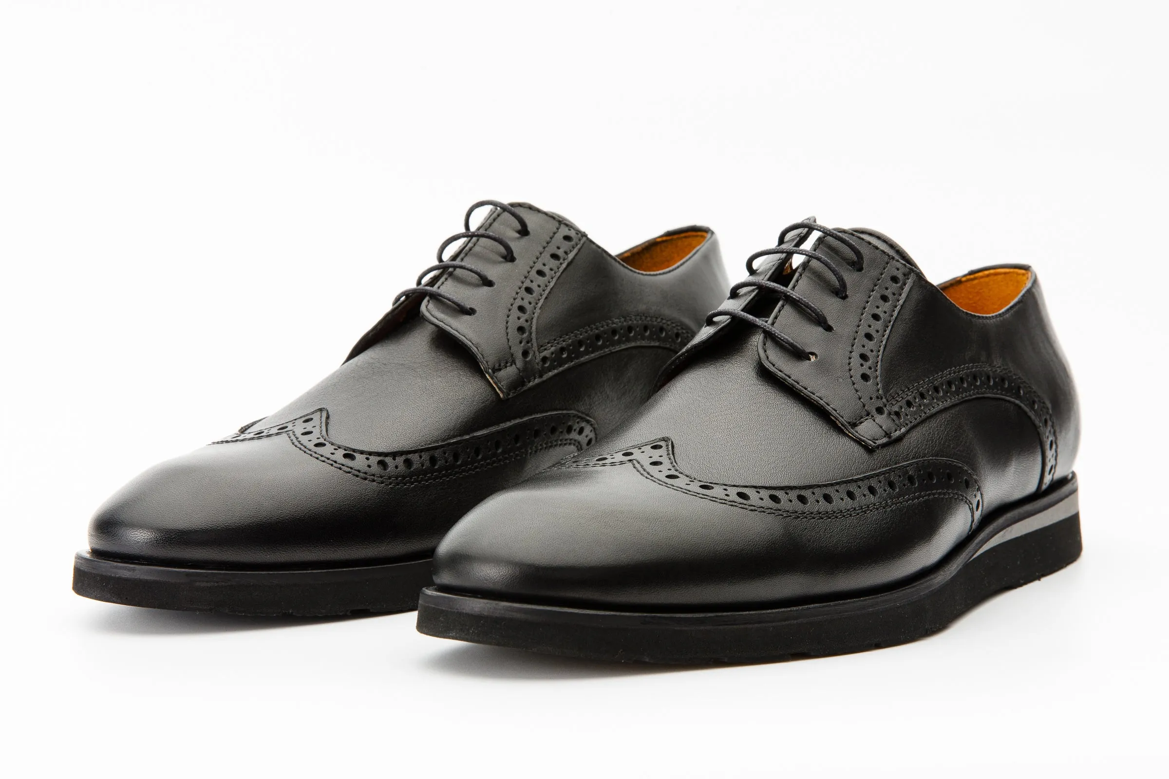 The Molise Black Wingtip Semi Brogue Derby Men Shoe