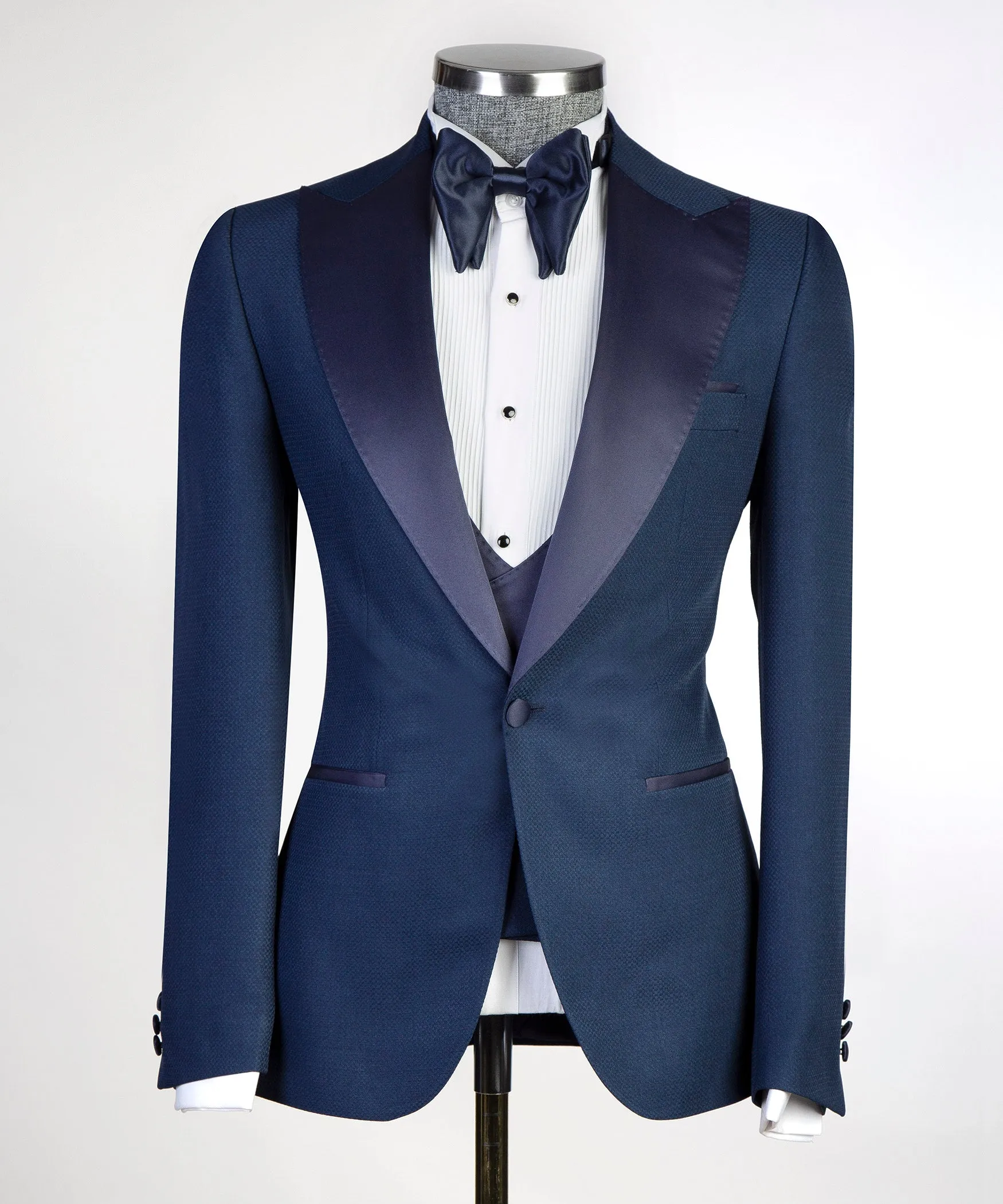 Three Piece Mens Navy Tuxedo