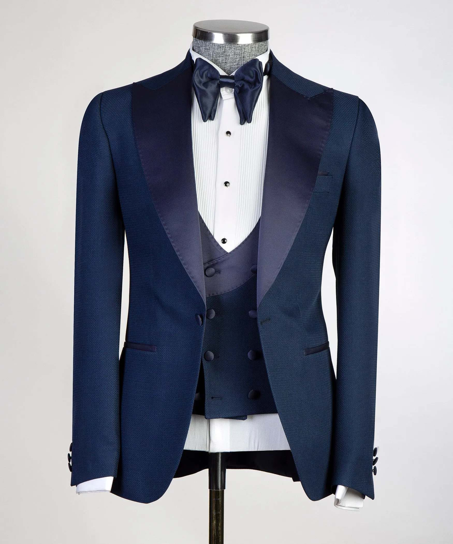 Three Piece Mens Navy Tuxedo