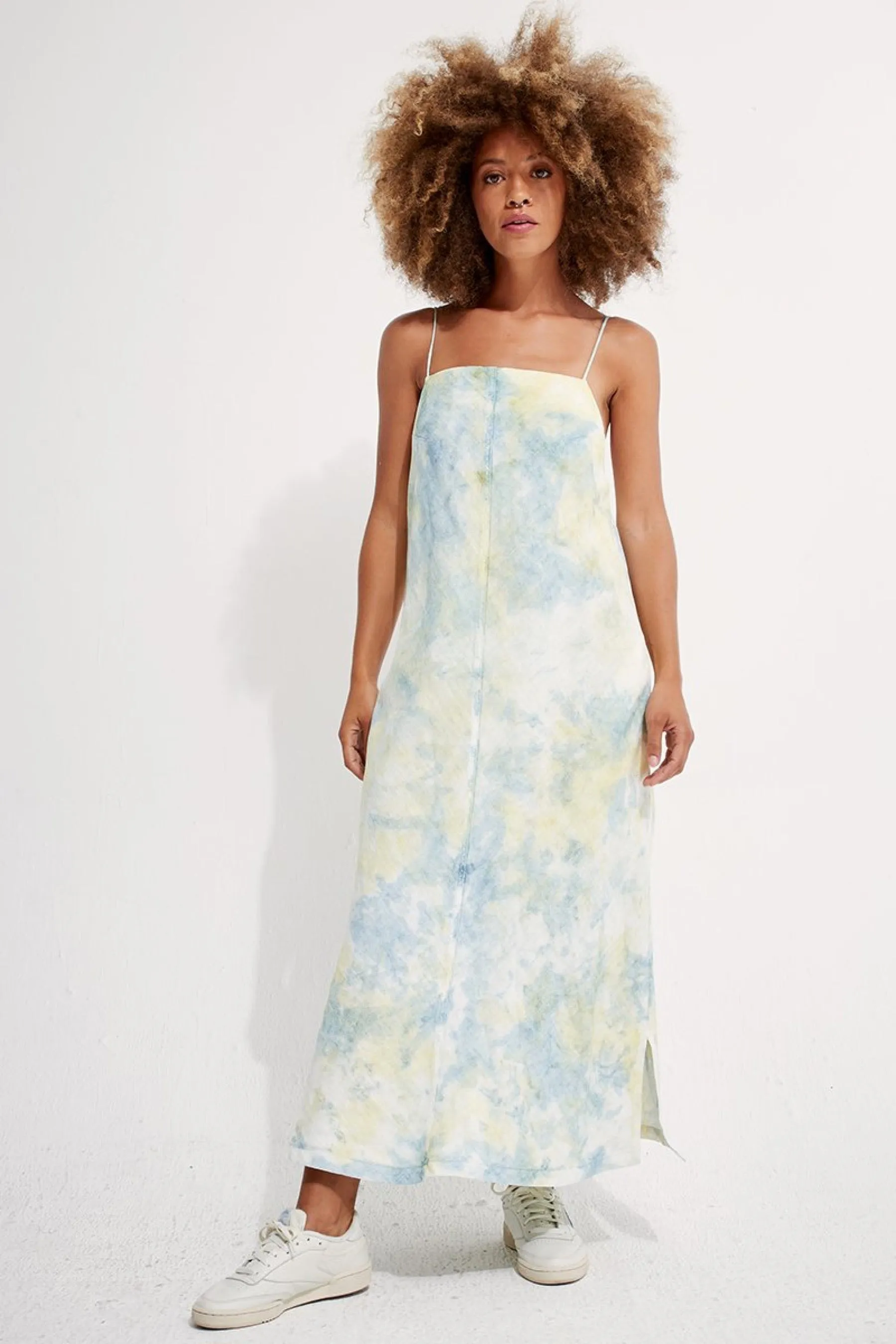 Tie Dye Linen Apron Dress