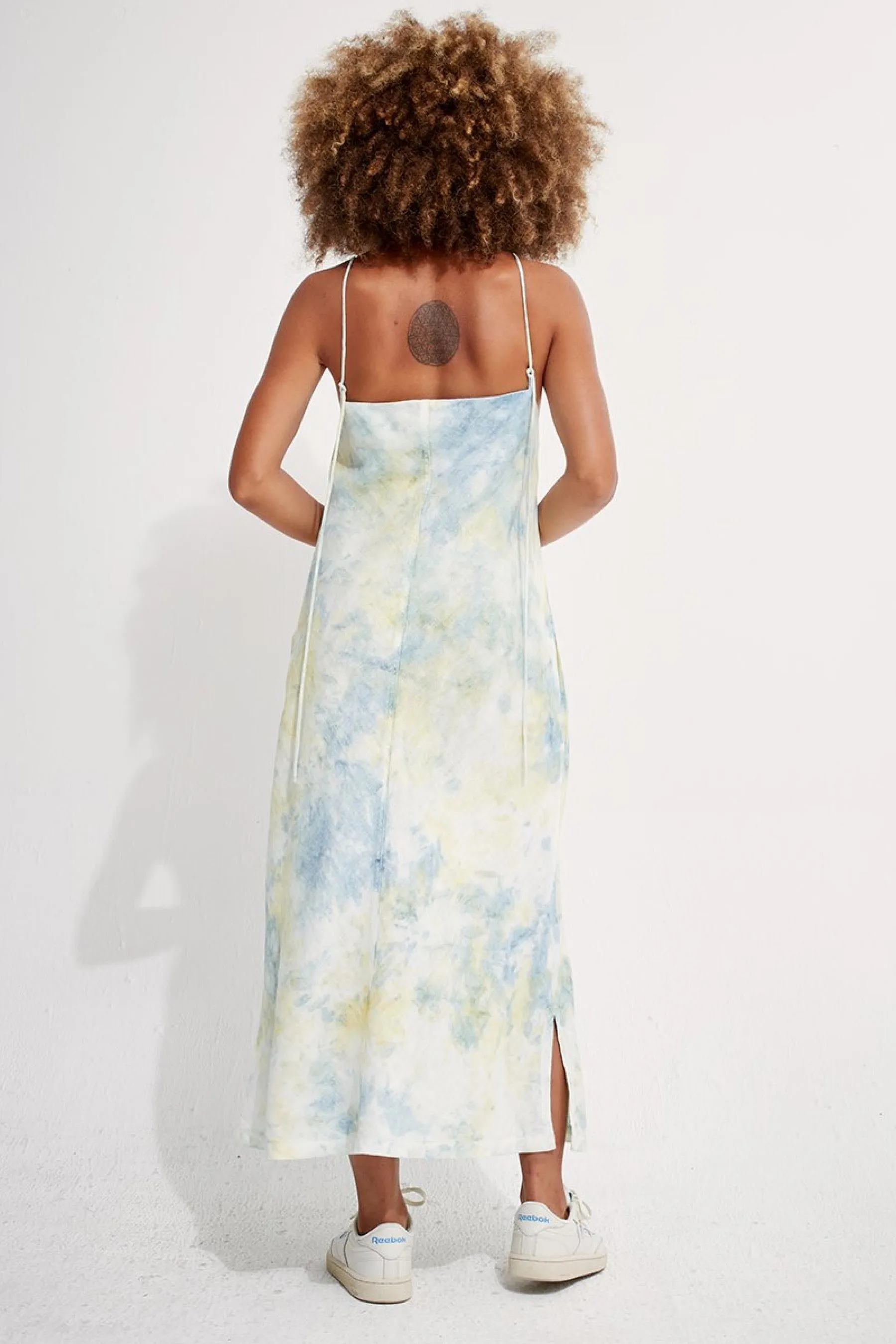 Tie Dye Linen Apron Dress