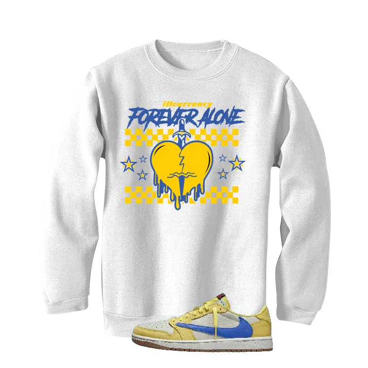 Travis Scott x Air Jordan 1 Low OG “Canary” | illcurrency White T-Shirt (Forever Alone)