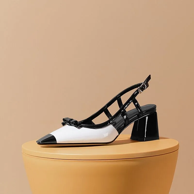 Two-toned Genuine Leather Slingback Sandals