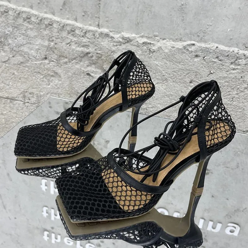 Unique Mesh Style Gladiator Heels