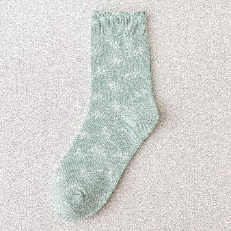 Warm and Cozy Light Green Theme Cotton Socks