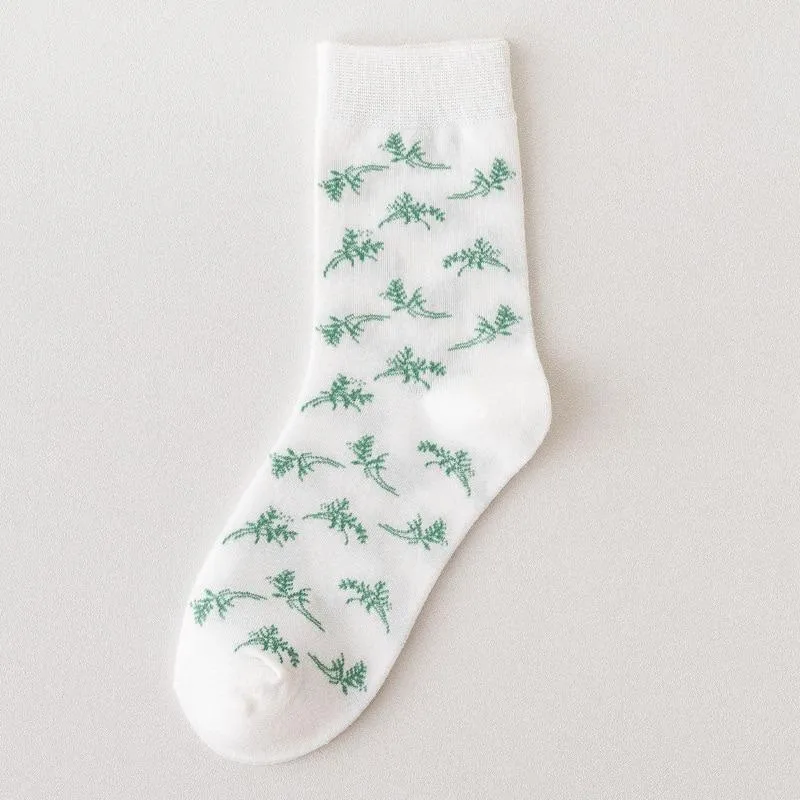 Warm and Cozy Light Green Theme Cotton Socks