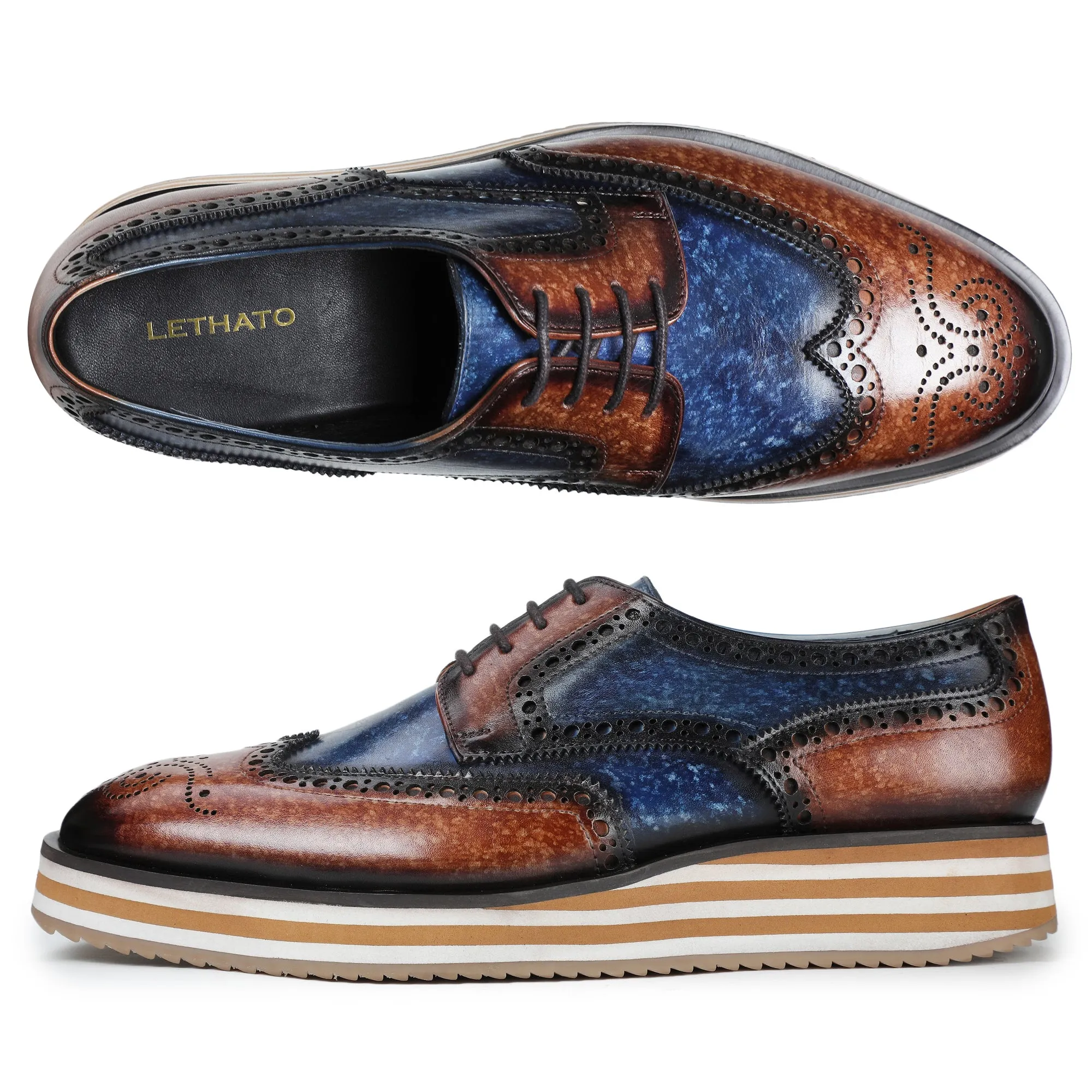 Wingtip Sneakers- Brown & Blue