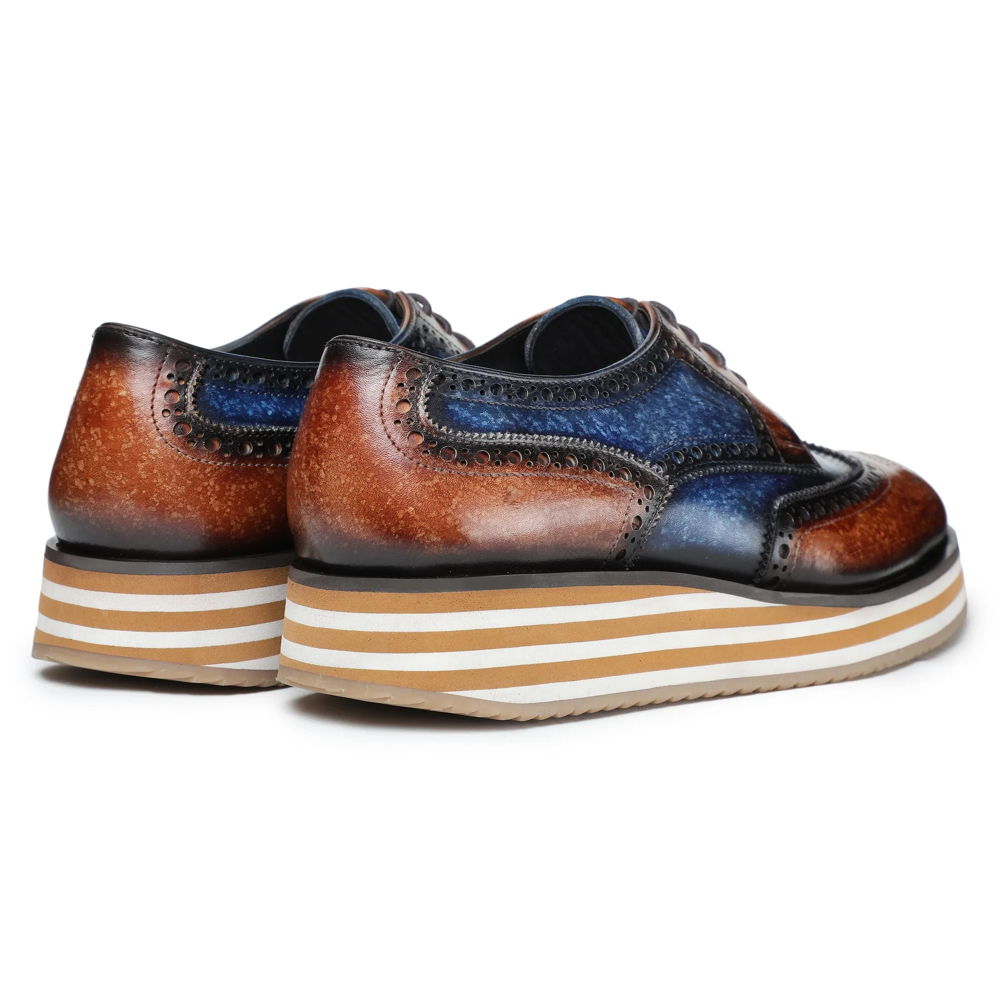 Wingtip Sneakers- Brown & Blue